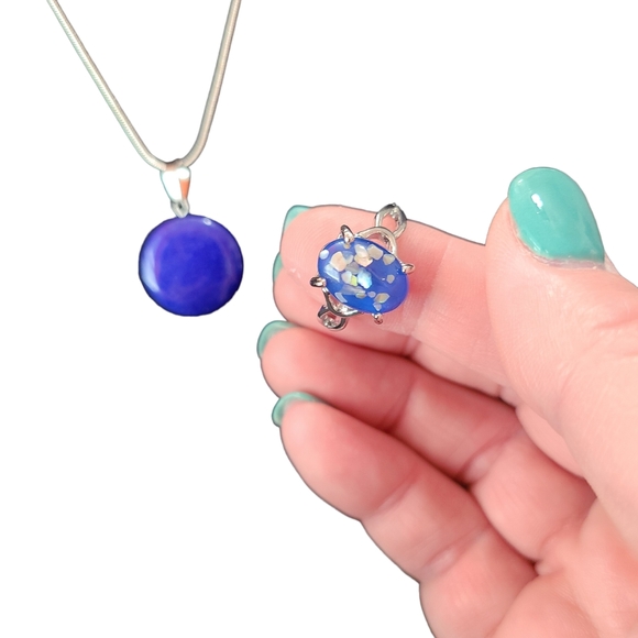 Necklace and Ring 2 Piece Set Blue Lapis Lazuli Fashion Jewelry Gemstones - Picture 1 of 13